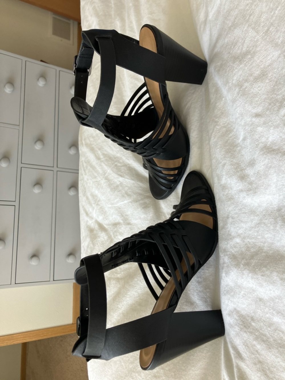 Black Women's Strappy Heeled Sandals